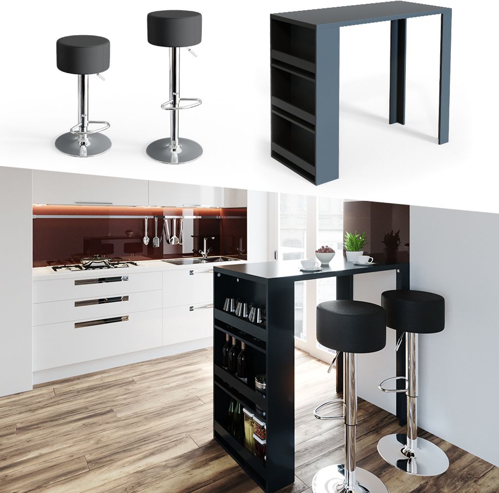 Barový stôl Vicco, 57 x 117 cm, antracit Obrázok produktu 2