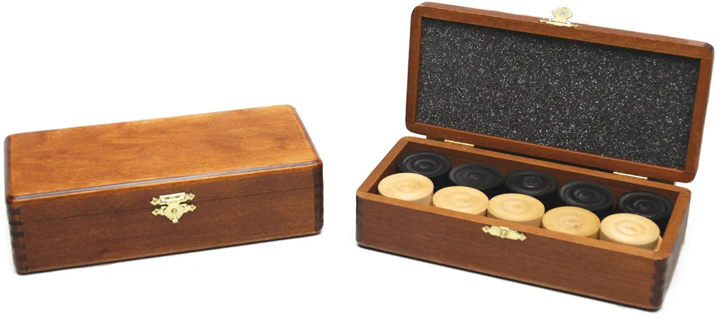 Jeu de Damsten HOT Games avec Étui Clic-Case en Bois Brun Élégant