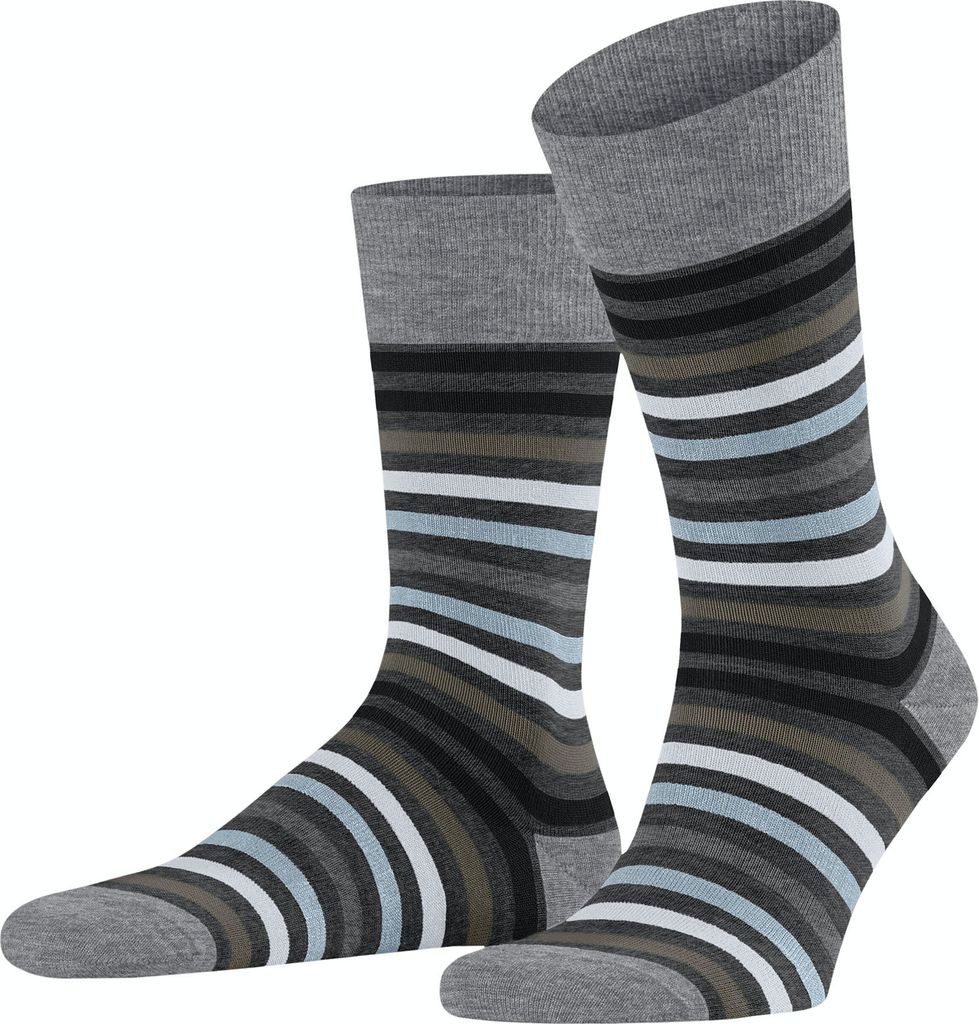 FALKE Tinted Stripe Socken Herren 3180 - asphalt mel. 43-46 Produktbild 