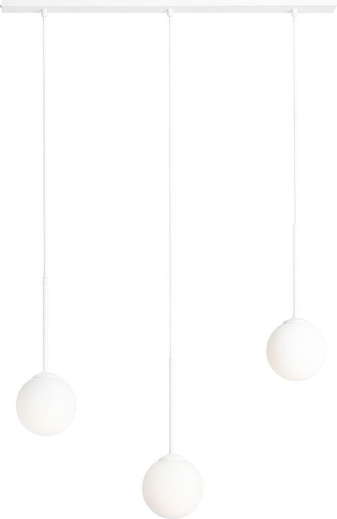 Hängeleuchte Glas Metall E14 H: max. 120 cm Weiß 3-flammig rund Kugel Schirm Modern Pendelleuchte