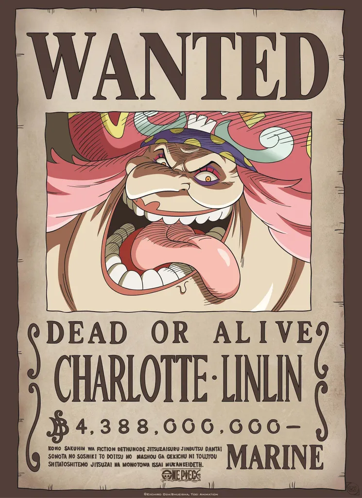 Poster One Piece Wanted Big Mom 38x52cm - Affiche de Collection Yonko