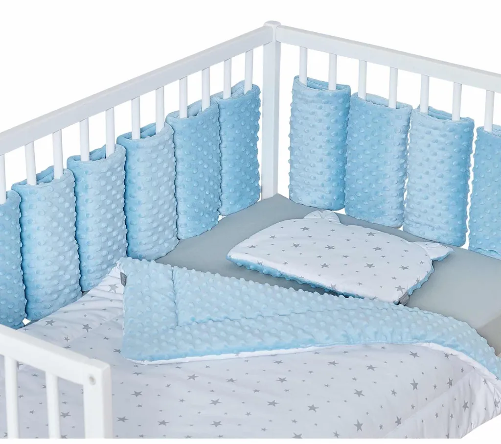 Bumper de lit bébé respirant et modulable 10 pièces bleu Sevira Kids