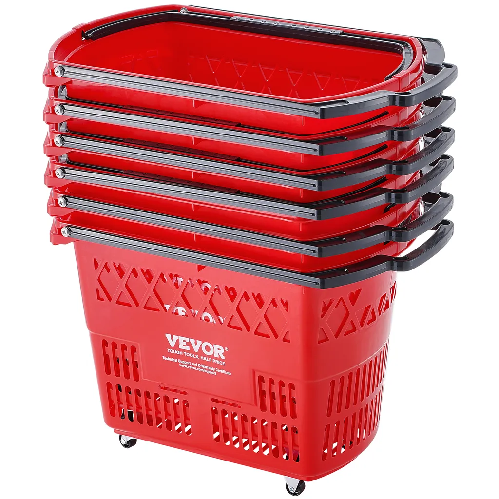 Paniers de Supermarché pour Magasins - Chariots 39L Mobiles en Plastique