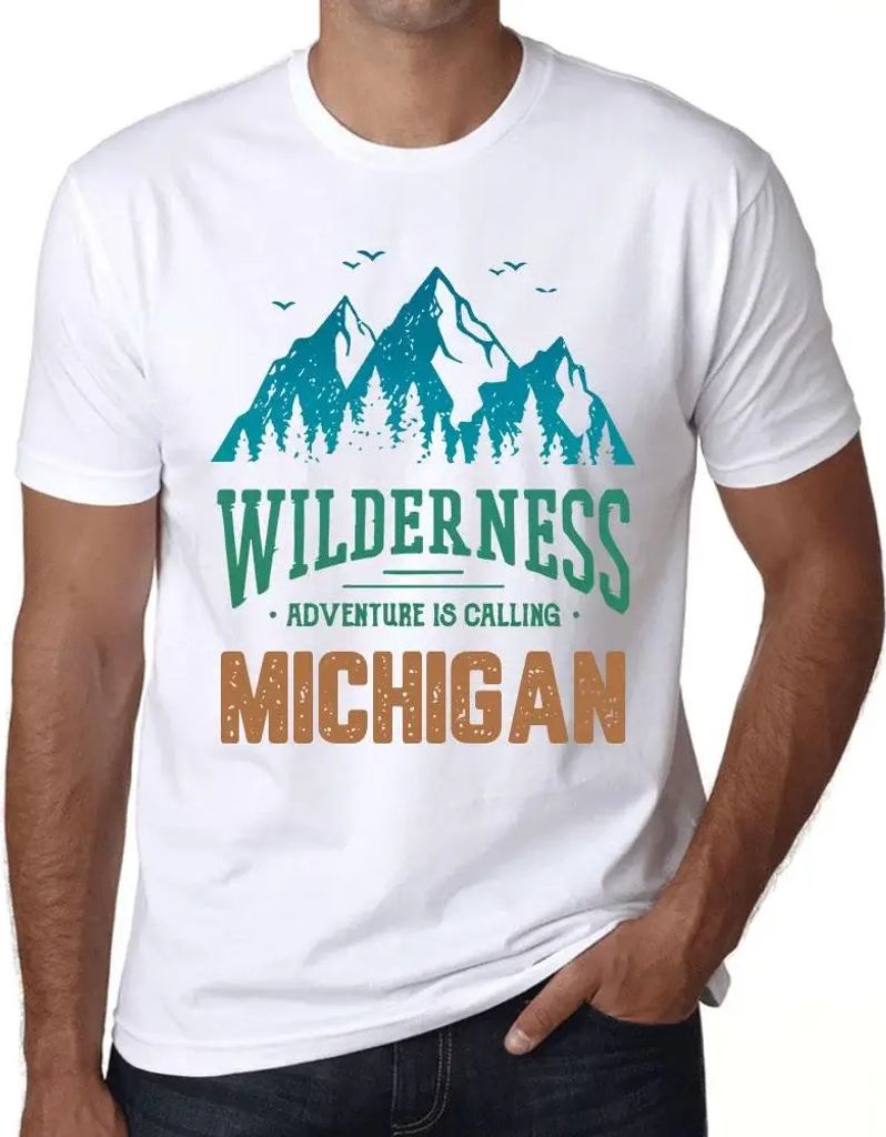 Herren Grafik T-Shirt Wildnis das Abenteuer ruft Michigan – Wilderness, Adventure Is Calling Michigan – Öko-Verantwortlich Vintage Jahrgang Ku...
