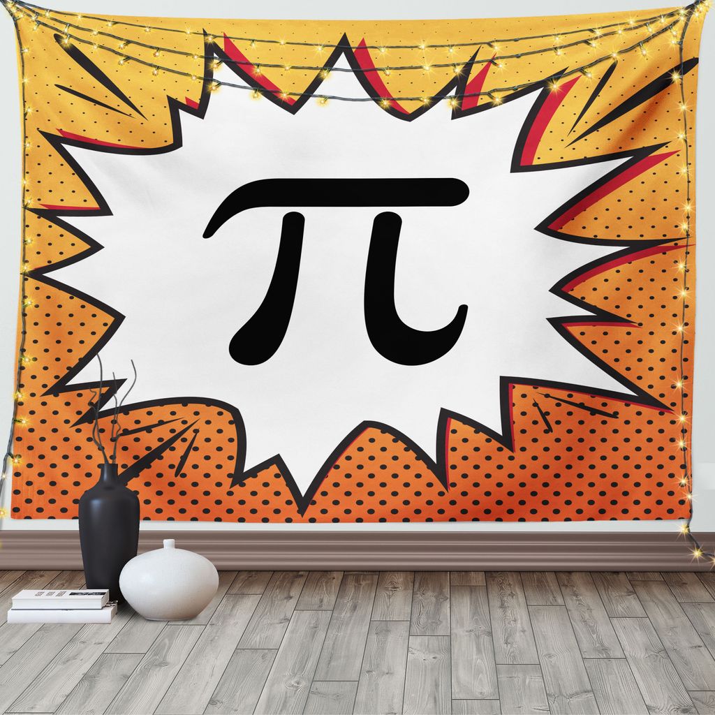 ABAKUHAUS Pi Wandteppich, Greek Letter Halbtonpunkte Kunst, Wohnzimmer Schlafzimmer Heim Seidiges Satin Wandteppich, 200 x 150 cm, Blasses Orange B...