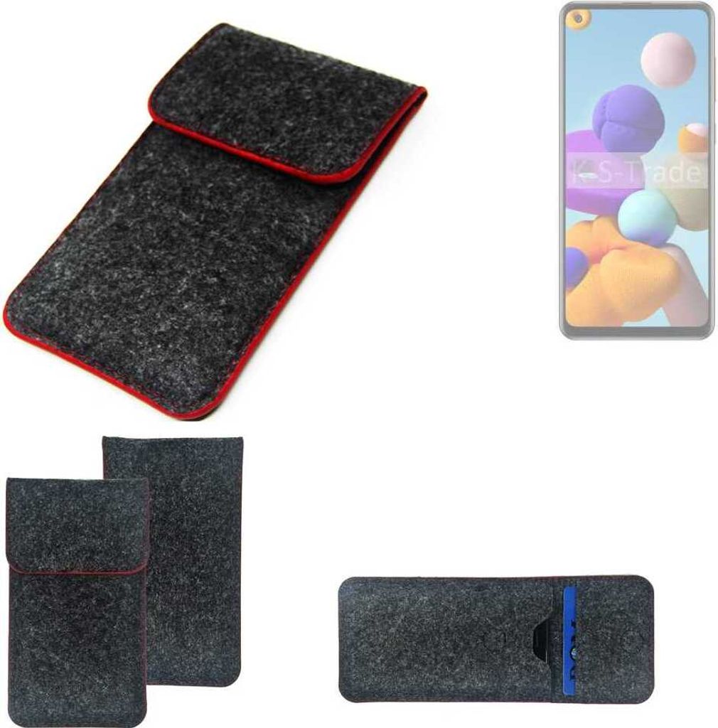 K-S-Trade Handy Schutz Hülle kompatibel mit Samsung Galaxy A21s Schutzhülle Handyhülle Filztasche Pouch Tasche Case Sleeve Filzhülle dunkelgrau
