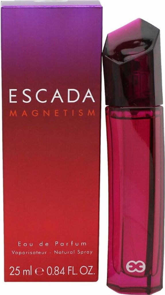 A perfume bottle and its packaging are displayed side-by-side against a white background.