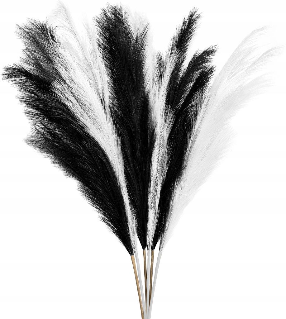 AFAMITOO Künstliches Pampasgras 6 Stück - 45cm Weiß/Schwarz/Grau | Vasefüller Für Home Decor