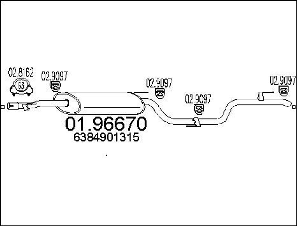 MTS 01.96670 Endschalldämpfer passend für MERCEDES-BENZ VITO Bus (638) Auspuff