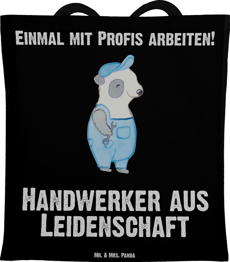Mr. & Mrs. Panda dokumententasche Handwerker Leidenschaft - Schwarz - Geschenk, Werkstatt, Handwerksbetrieb, einkaufsshopper, Stoffbeutel, Spruch, ...