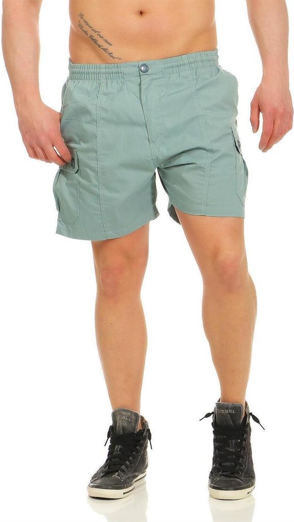 Herren Short Sporthose Freizeithose Bermudas mit Taschen; Dark Sea Green XL