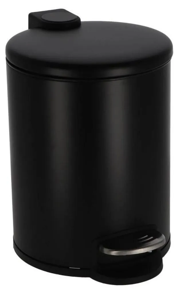 Poubelle à pédale noire 5L Daily Home - Seau amovible et métal mat
