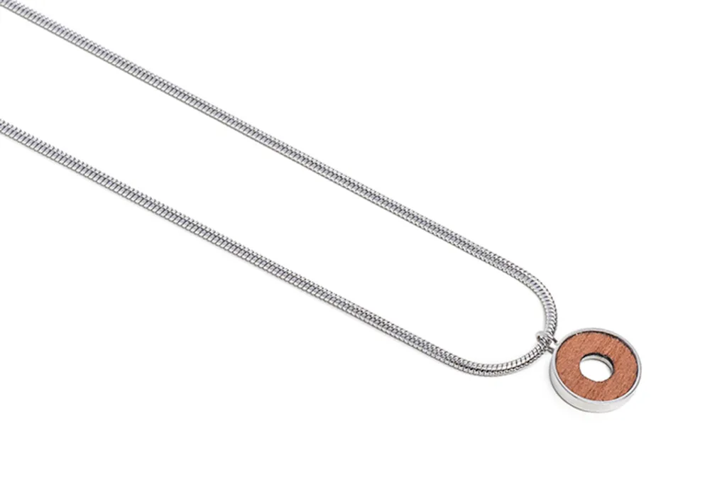BeWooden Collana Donna Legno Rosso e Argento 925 - Gioiello Artigianale