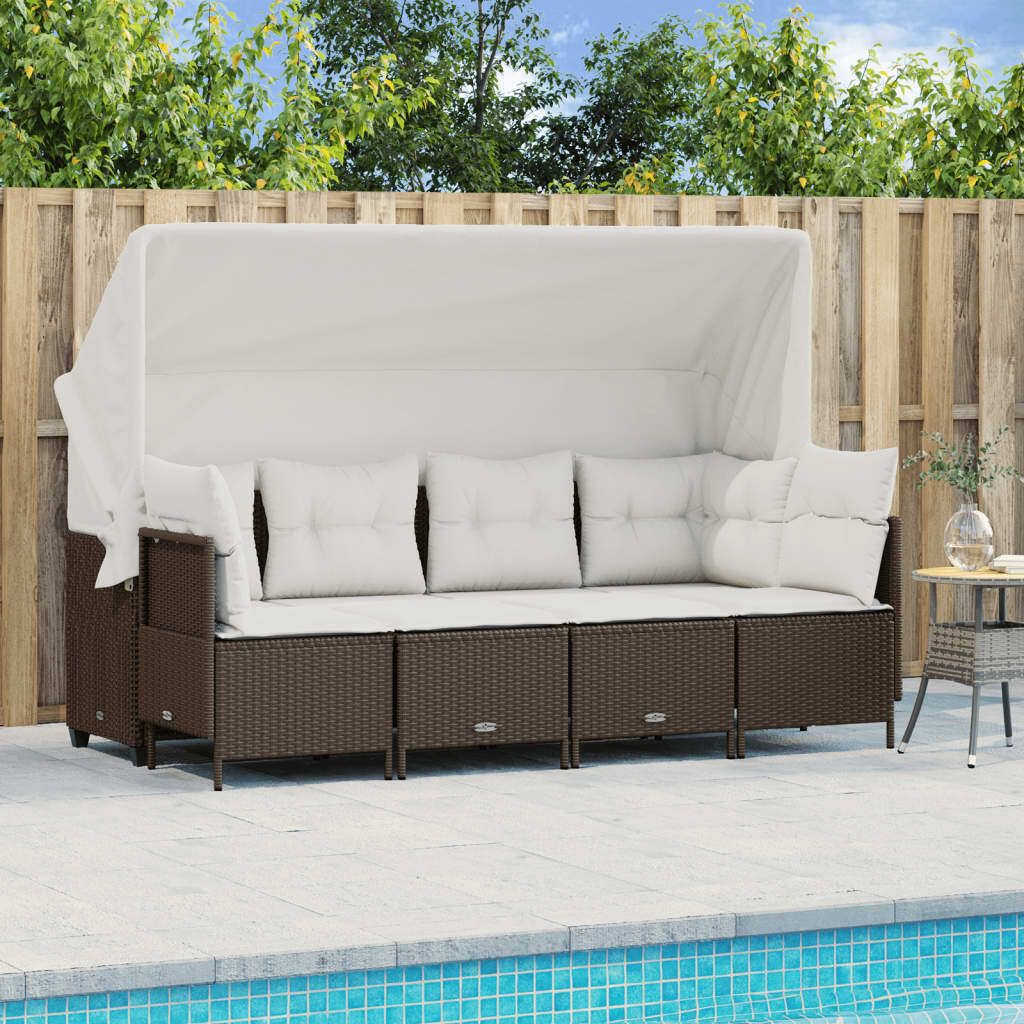 Maison Exclusive - 5-tlg. Garten-Sofagarnitur mit Kissen Braun Poly Rattan