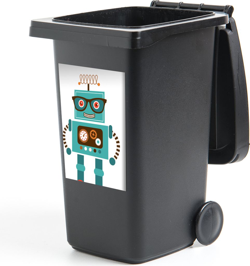 MuchoWow Mülltonnenaufkleber Roboter - Schutzbrille - Zahnräder - Gesicht - Jungen - Kinder 40x60 cm - Mültonnen-sticker - Sticker - Aufkleber...
