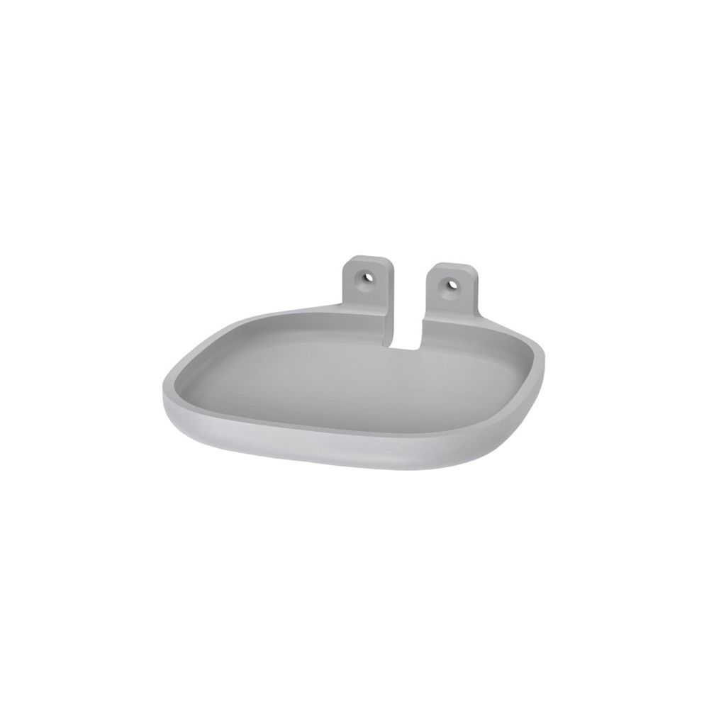 A gray wall mount bracket for a speaker, shown in isolation against a white background.