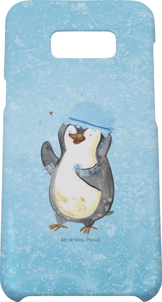 Mr. & Mrs. Panda Samsung Galaxy S8 plus Handyhülle Pinguin Duschen - Eisblau - Geschenk, Singen, Duschkonzert, Cover, Dusche, Hülle, Handy, Case,...