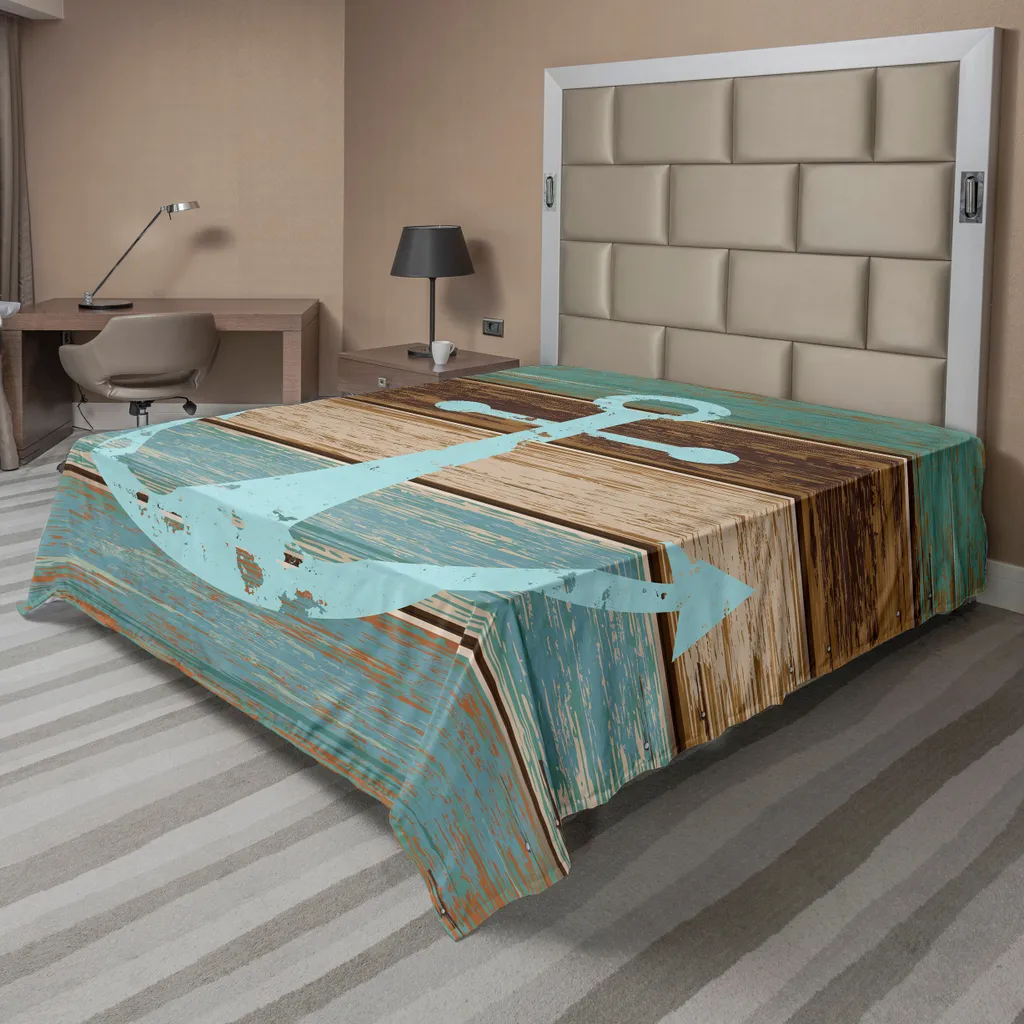 Grand drap plat décoratif 266x260 cm pour chambre thème marin style rétro