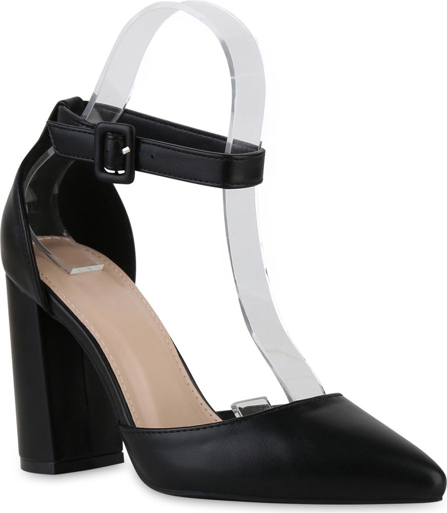 VAN HILL Damen Spitze Pumps Klassische Elegante Schuhe 841399, Farbe: Schwarz, Größe: 40
