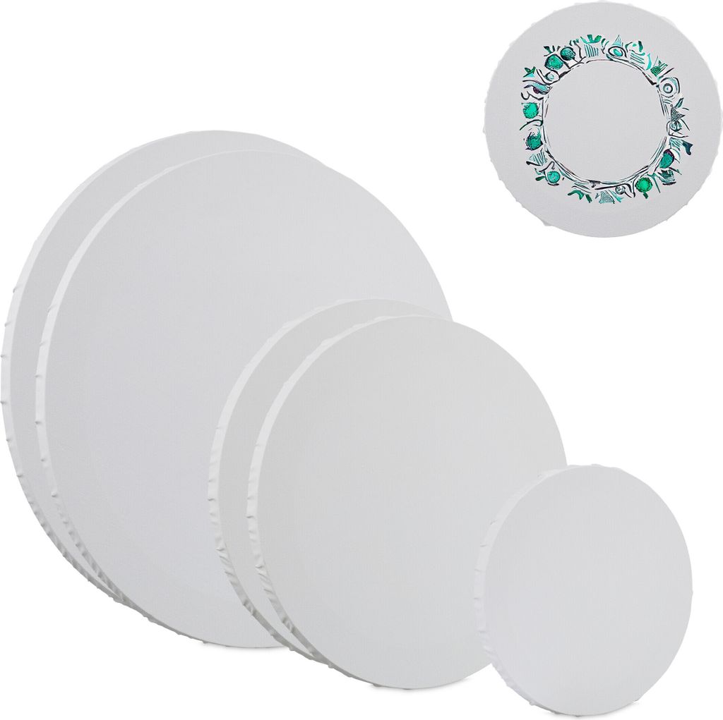 Relaxdays Leinwand, runde Malleinwand, 6er Set, 3 Produktbild 