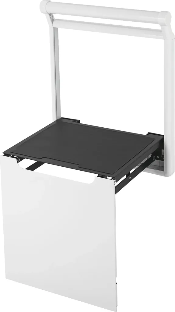 Chaise de douche murale escamotable blanche pour salle de bain PMR