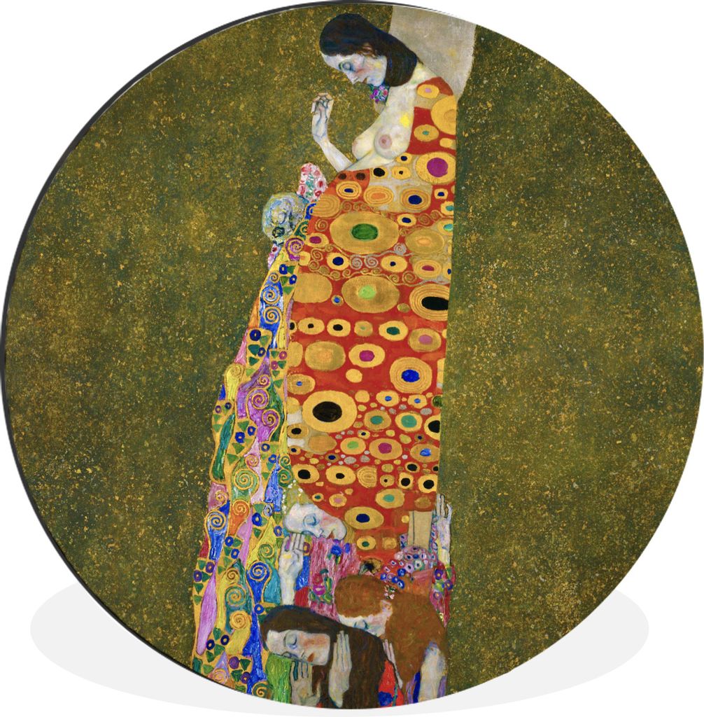 MuchoWow Aluminium Wandkreis Hoffnung II - Gustav Klimt Ø 30 cm Wanddeko Modern Wohnzimmer - Wand Bild - Wohnzimmer - Runde Bilder - Alubilder -...