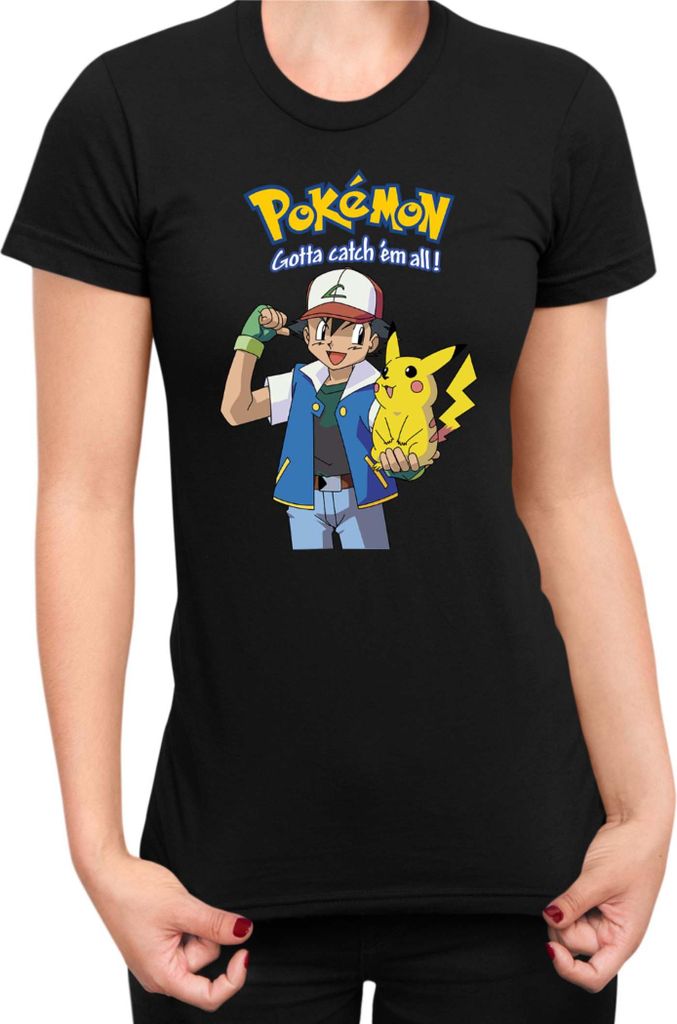 Damen T-Shirt Japan Manga Anime Comics Pokemon 012, Lady XL / Schwarz