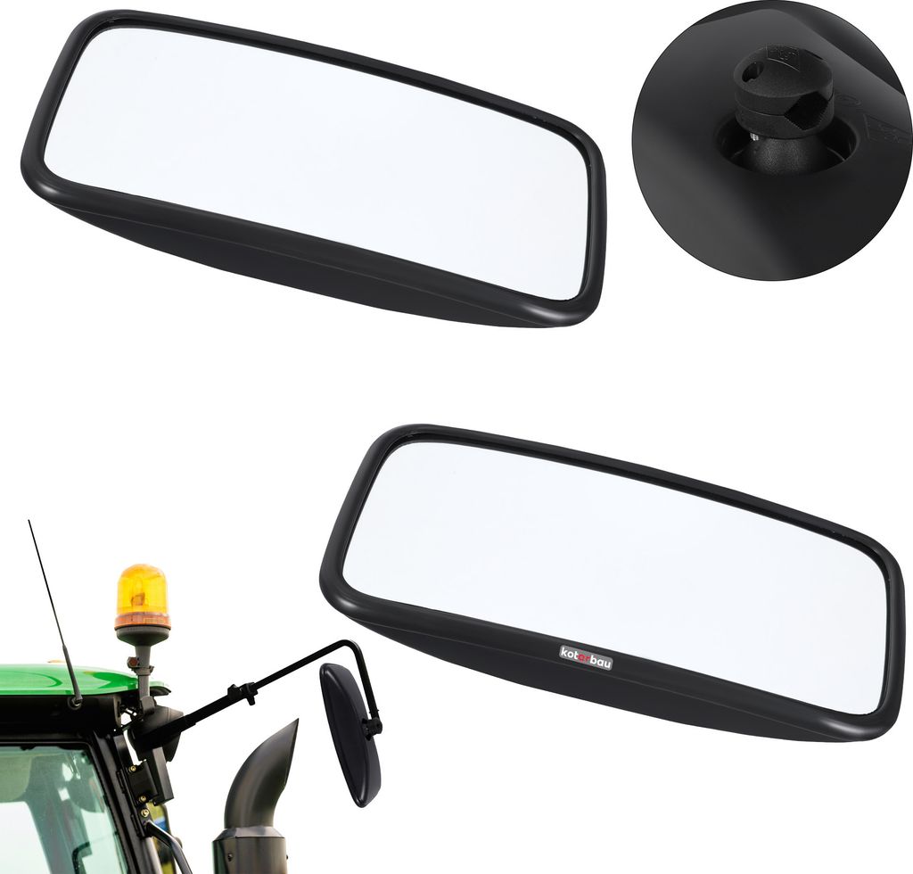 KOTARBAU Traktor Spiegel Universal 38 x 19 cm PVC 2 Stück Rückspiegel Traktor LKW Spiegel Rückfahrspiegel mit Halterung Spiegel Landwirtschaft