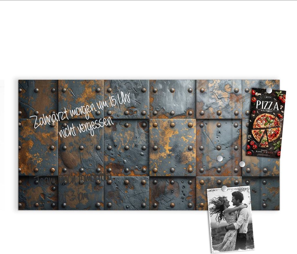 Magnettafel 100x50cm Pinnwand Whiteboard beschreibbar - Eisenplatten Vintage