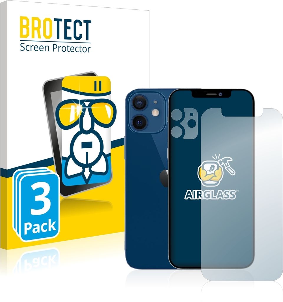 3x BROTECT Schutzglas für Apple iPhone 12 (Display+Kamera) Schutzfolie Panzer Folie Glas Display Schutz klar