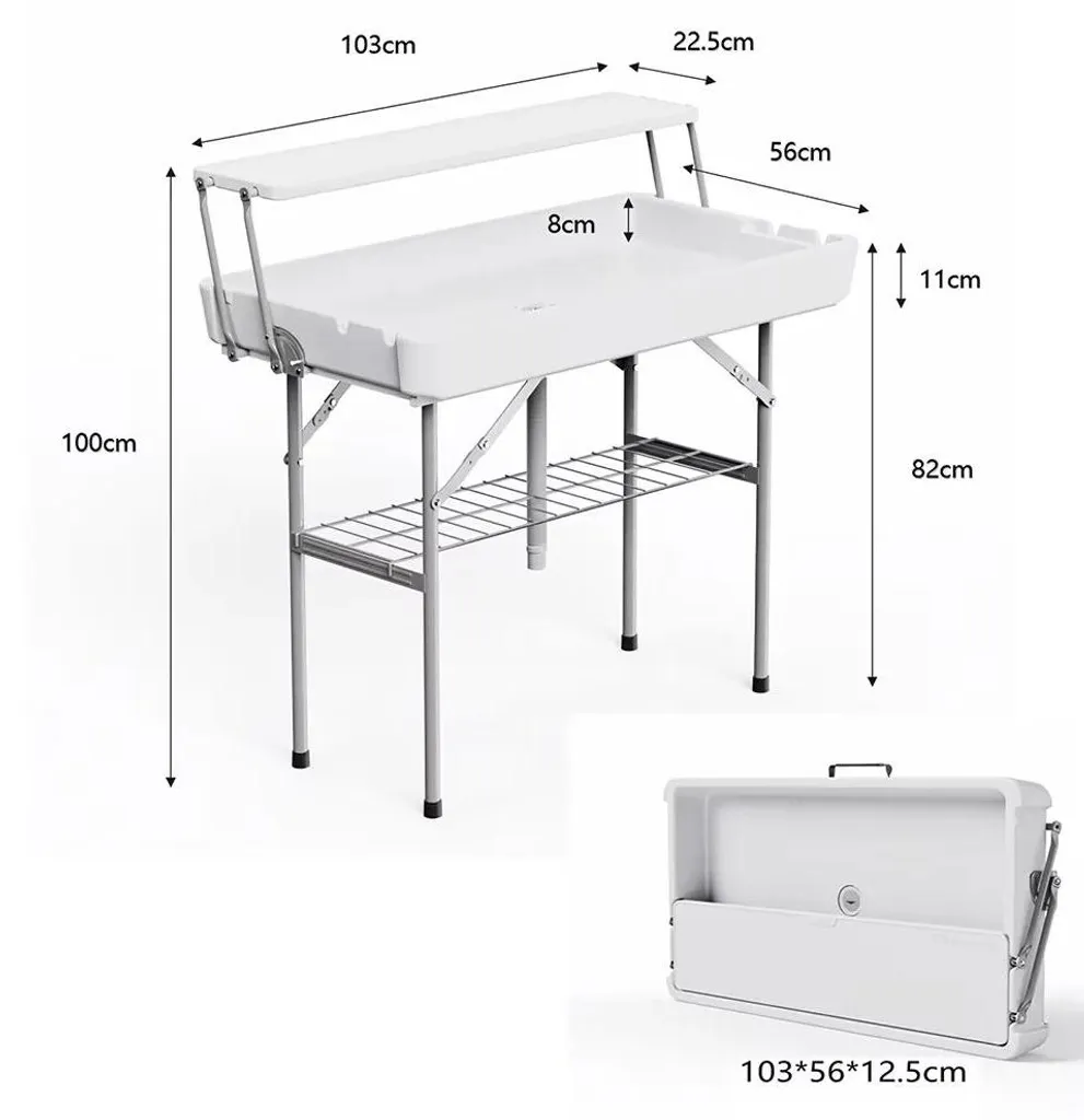 Table de buffet réfrigérée design moderne minimaliste - Métal blanc 1m20