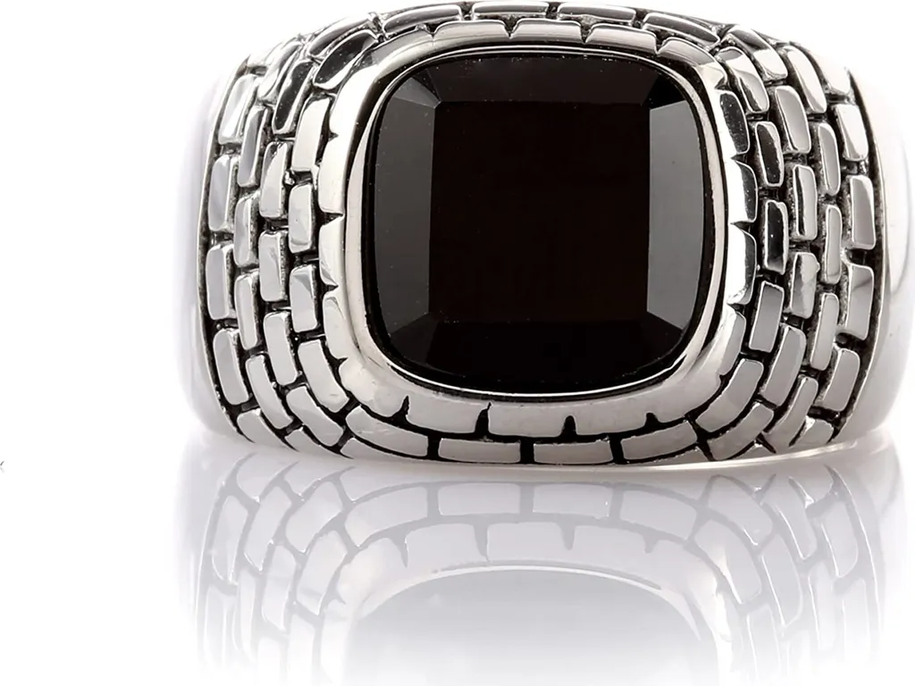 Anello Karisma RHC9478 Acciaio Inox 316L con Pietra Nera 18mm