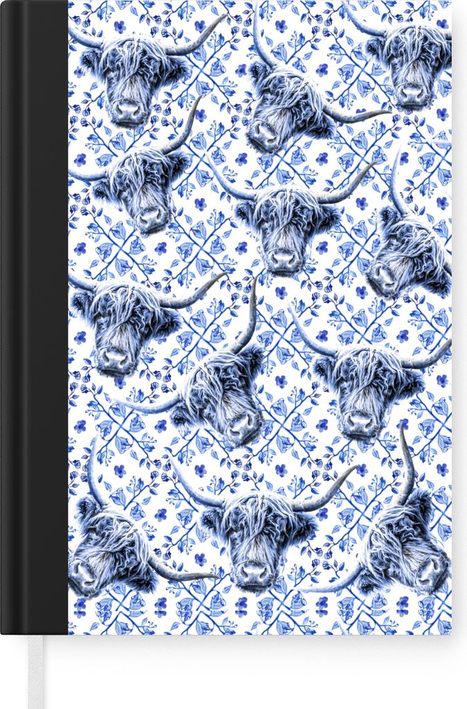 MuchoWow Notizbuch Tagebuch Haushaltsbuch Notebook A5 Schottischer Highlander - Tiere - Delfter Blau - Notizblock - Notizheft - Notebook - Schrei...