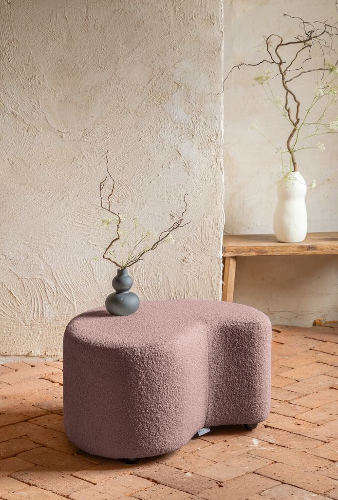 MIUFORM Miuf Pouf - Sitzpouf - 68x64cm - Staubrosa- Fußablage Hocker Sitzhocker