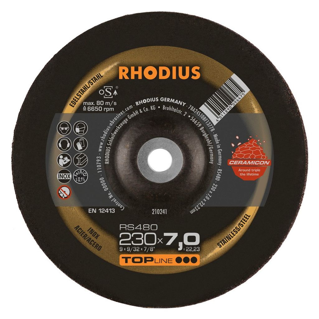 Rhodius Schruppscheibe RS480 230 x 7,0mm Inox (Inh. 10 Stück)