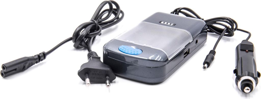 vhbw 2-Fach Akku-Ladegerät kompatibel mit AAA, Micro, AA Li-Ion (3.7V/7.4V), NiMH (3.6V/7.2V) - Akkuzellen, Haushaltsbatterien - inkl. KFZ-Ladekabel