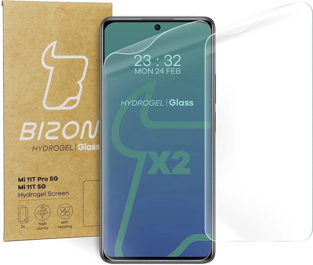 Bizon Glass Hydrogel Displayschutzfolie, Xiaomi 11T / 11T Pro, 2 Stück