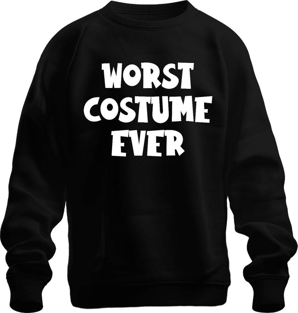 WORST COSTUME EVER Halloween Kostüm Spruch Lustig Karneval Humor Uni Sweatshirt Pullover, Schwarz, XL