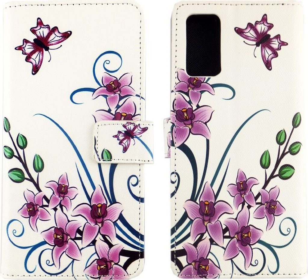 Samsung Galaxy Note 20 Tasche Handy Hülle Schutz-Cover Flip-Case mit Kartenfach Lotusblume