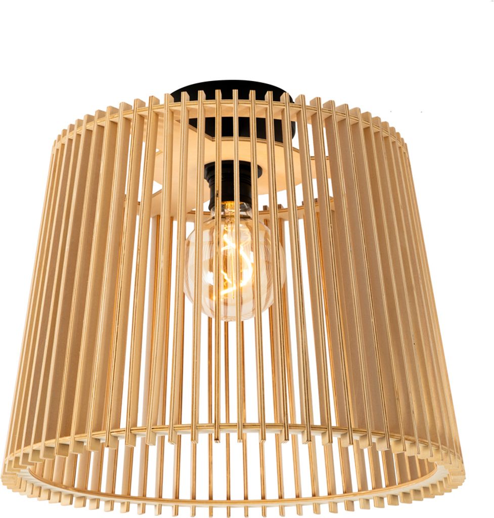 QAZQA - Landhaus I Vintage Ländliche AußenDeckenleuchte I Deckenlampe I Lampe I Leuchte aus Holz IP44 - Jayla I Außenbeleuchtung - Rund - LED ge...