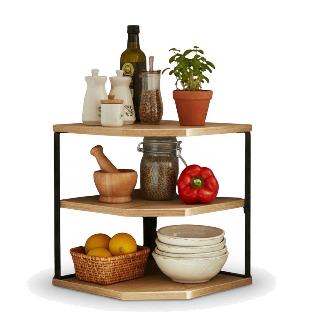 LS-LebenStil Küchenregal Eckregal Holz 27cm Stehendes Produktbild 