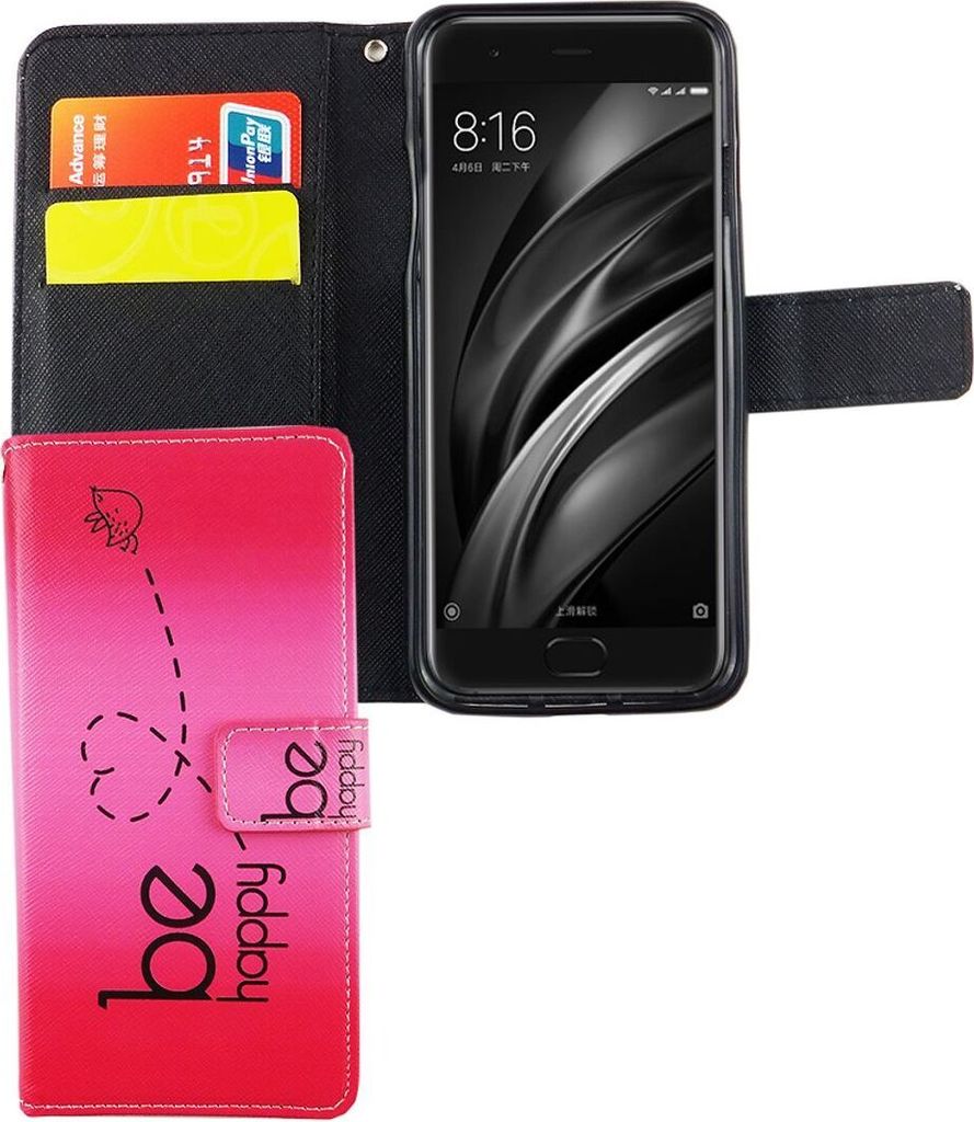 Handyhülle Tasche für Handy Xiaomi Mi 6 Be Happy Pink