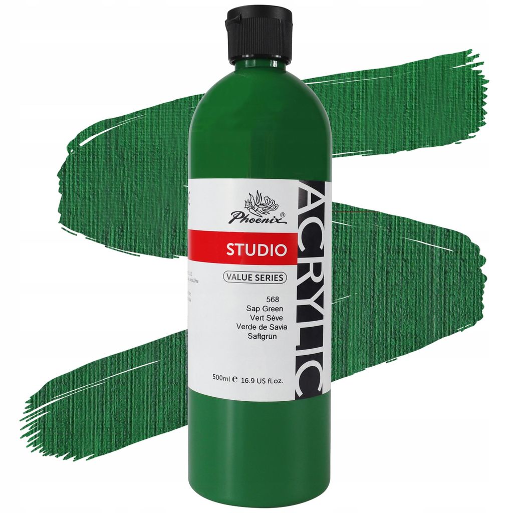 Phoenix Acrylfarbe 500ml – 568 Saftgrün (Sap Green) – Produktbild 