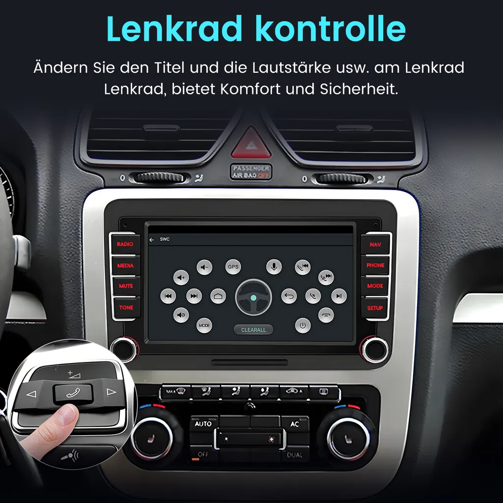 Sistema Infotainment VW Android 13 2DIN 7 Pollici GPS WiFi Bluetooth - 6