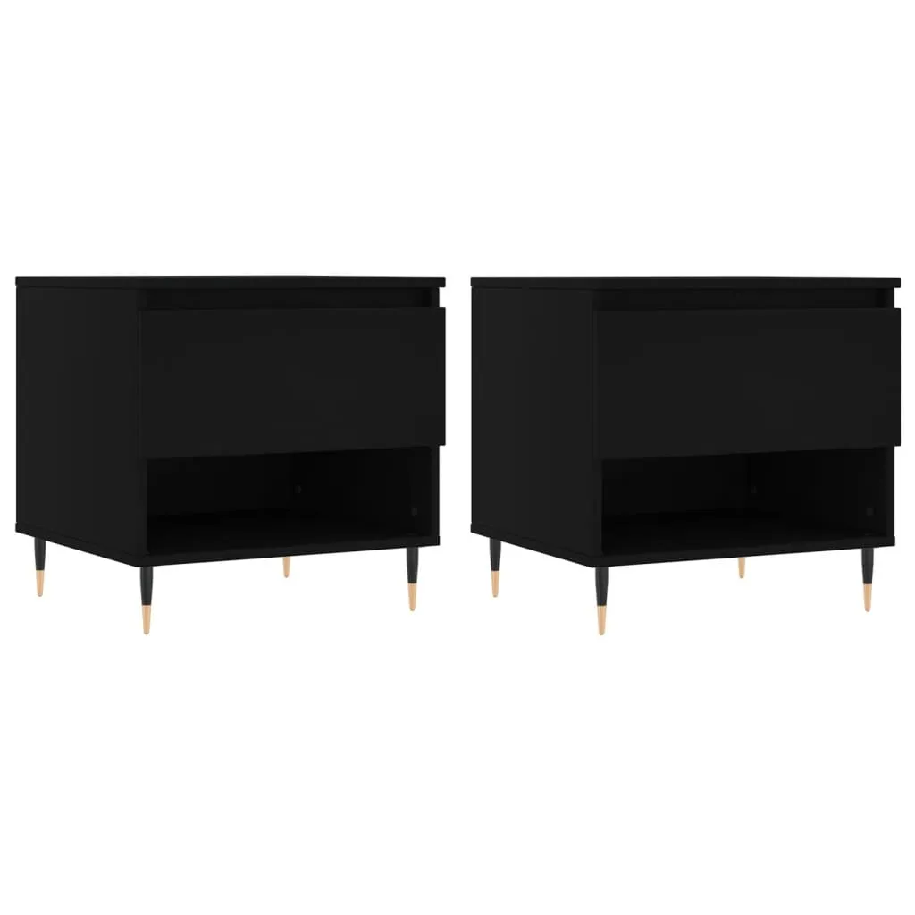 Set 2 Tavolini 50x46x50 cm Nero Legno Ingegnerizzato Alta Densità