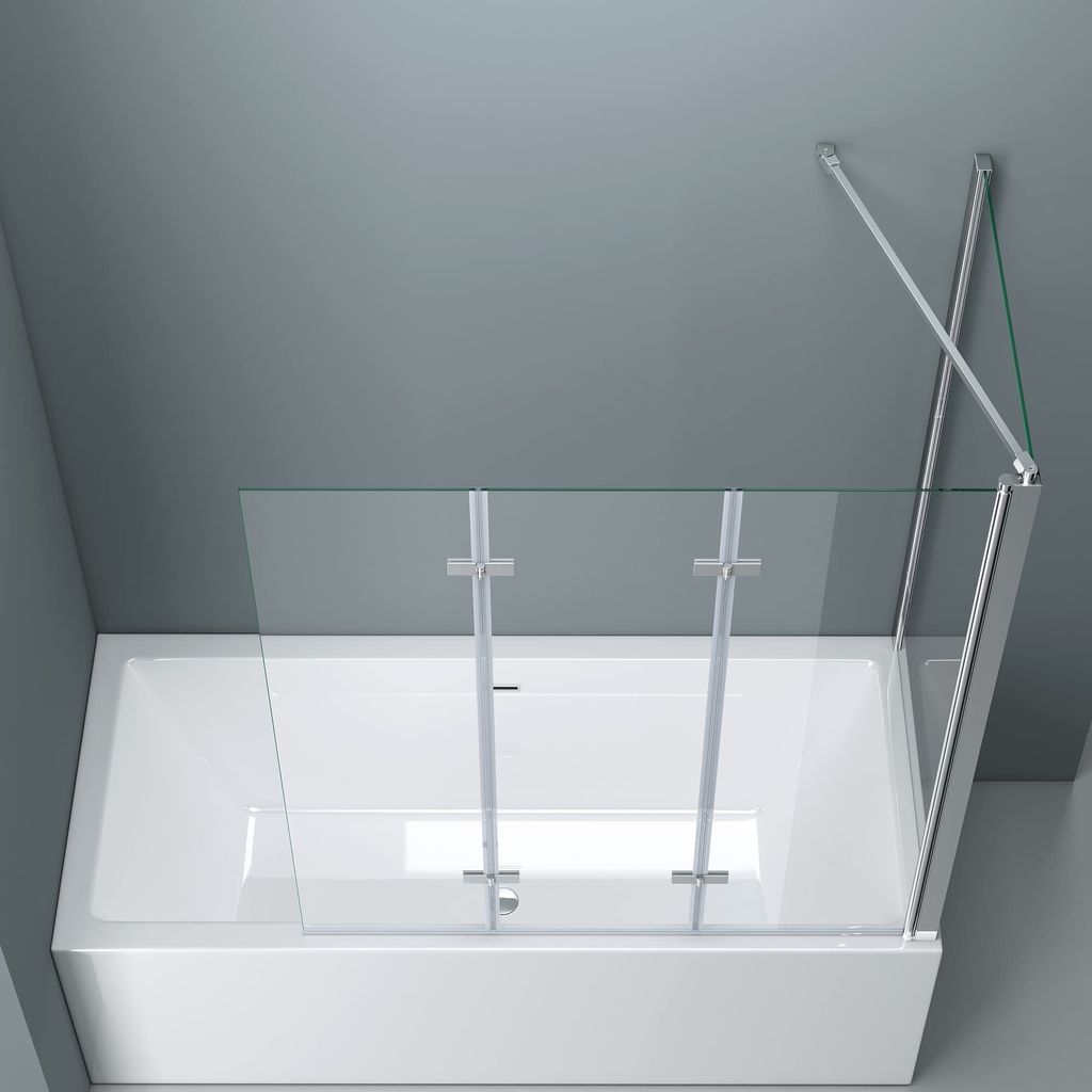 Doporro Duschwand Für Badewanne 90x140cm - ESG-Sicherheitsglas Mit NANO-Beschichtung