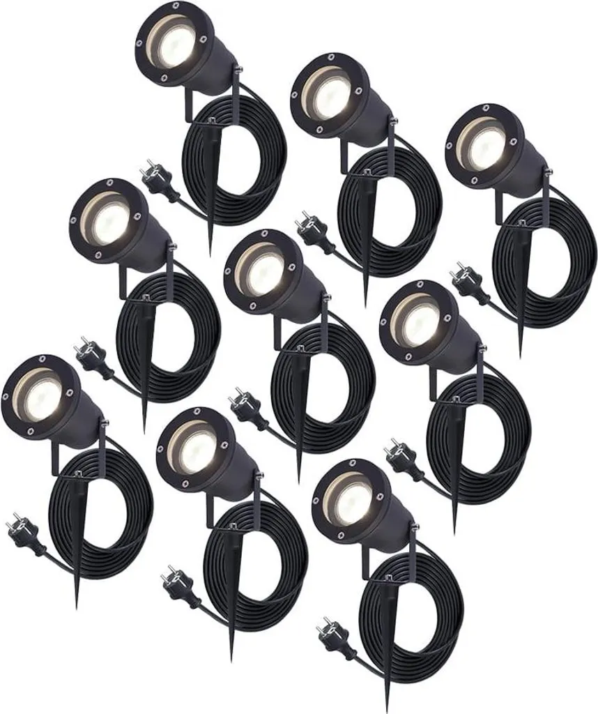 Spot de jardin à piquer LED étanche IP65 lot de 9 projecteurs extérieurs