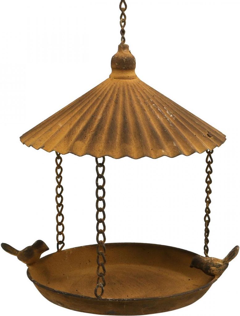Rustikale Deko-Vogeltränke, Garten Vogelbad in Rost-Optik, Metall Hängedeko, Ø23cm, H27,5cm, Antik-Design