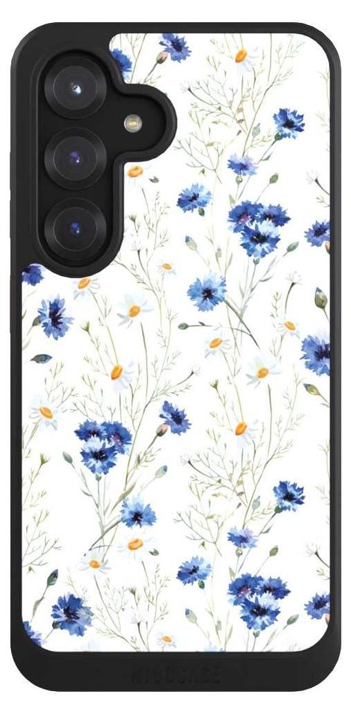 NIVOCASE Hülle für Samsung Galaxy S25 Handyhülle NIVOcore Case Schwarz Blume Blumen Muster