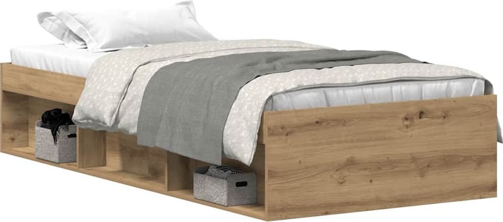 vidaXL Bettgestell ohne Matratze Artisan-Eiche 75x190 cm Holzwerkstoff